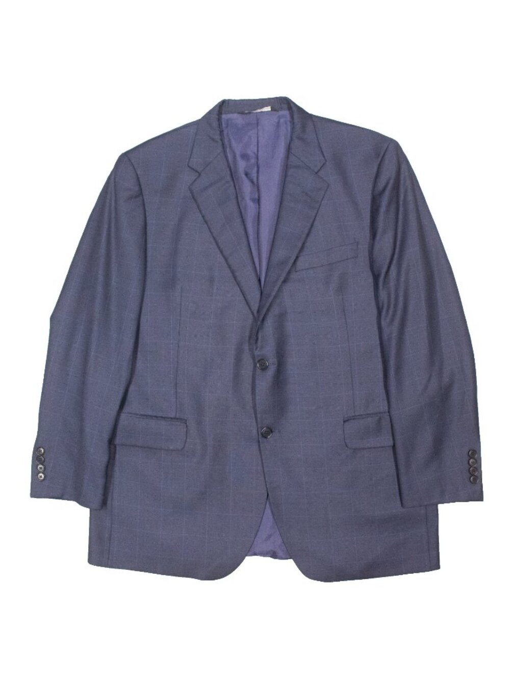 Coppley Blazer Windowpane Wool Sport Coat Blue "Biella" Canada Made 44R